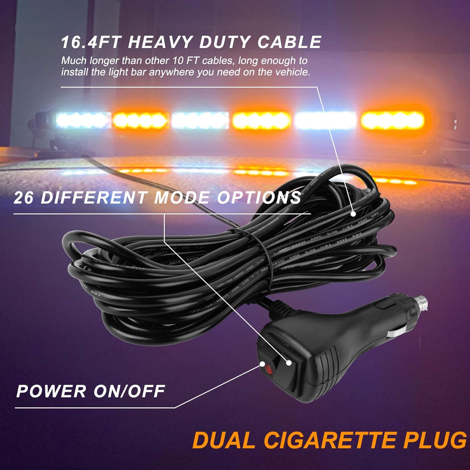 29.5" 54 LED Strobe Light Bar Double Side Flashing High Intensity Emergency Warning Flash Strobe Light with Magnetic Base for Safety Construction Vehicles Tow Trucks Pickup