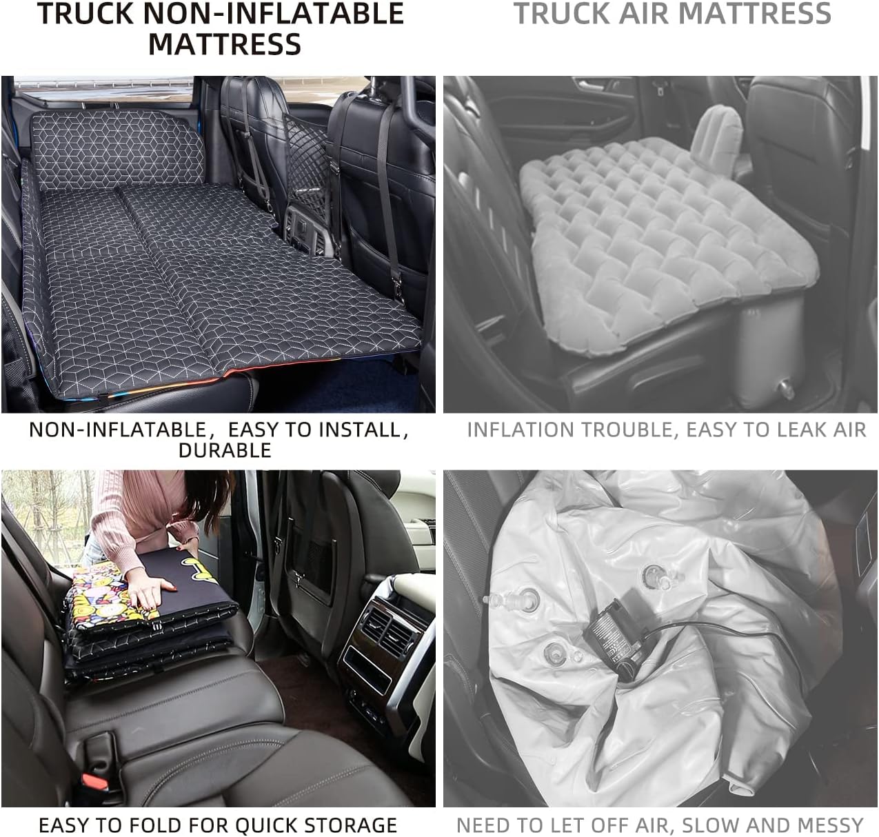 Back Seat Extender Truck Bed Mattress Car Camping Air Mattress for F150/RAM 1500/Silverado
