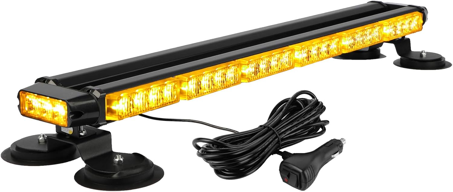 29.5" 54 LED Strobe Light Bar Double Side Flashing High Intensity Emergency Warning Flash Strobe Light with Magnetic Base for Safety Construction Vehicles Tow Trucks Pickup