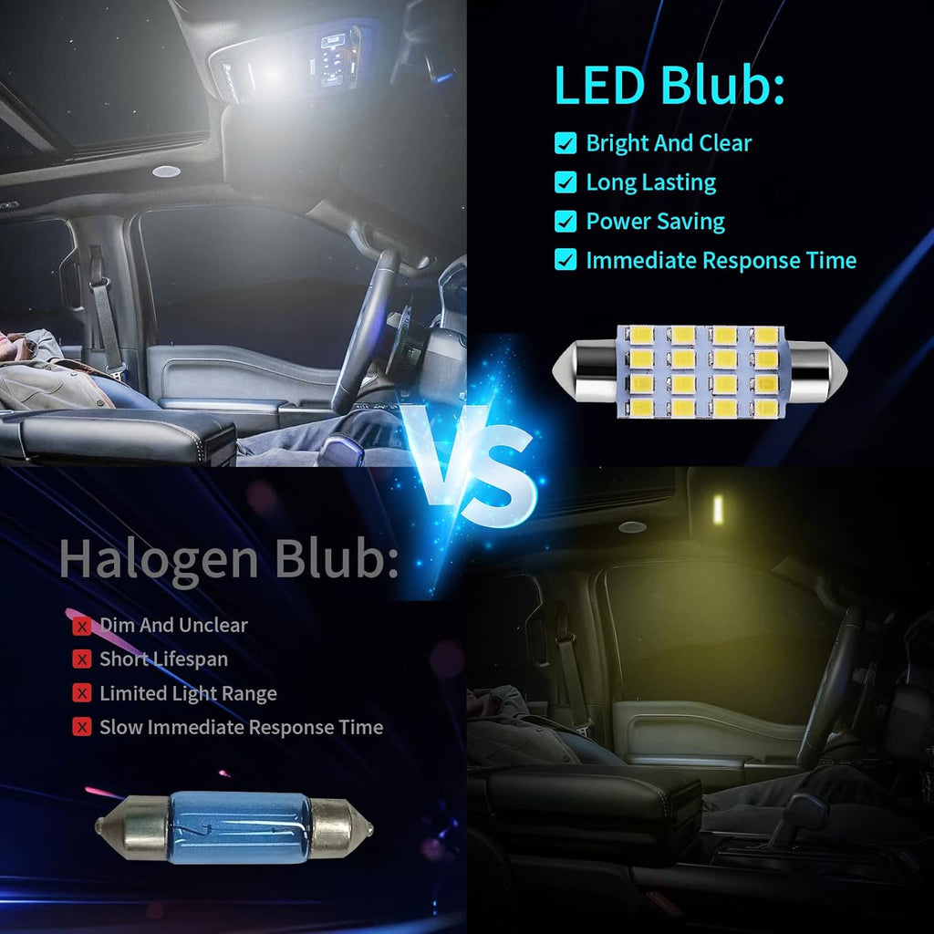 42 Pieces Universal Interior Car Lights, Super Bright White Dome Map Tail Cab Lights Bulb Kit Set