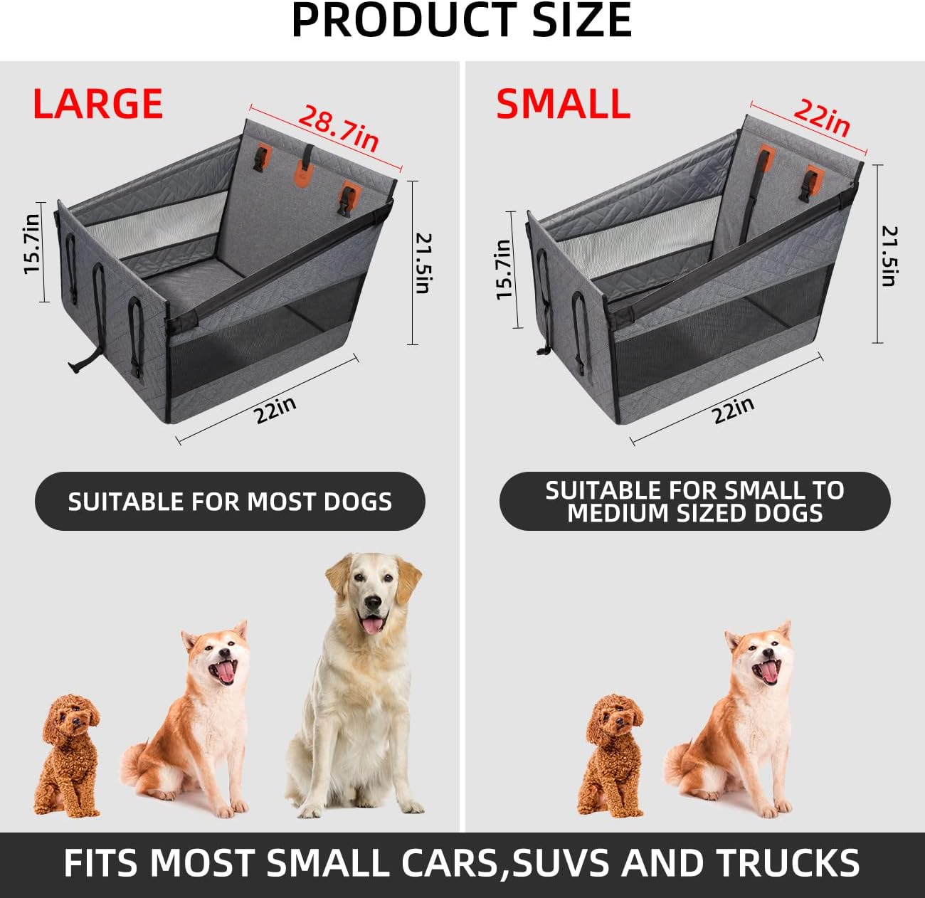 Dog Car Seat for Medium/Large Dogs, Back Seat Extender & Hammock, Waterproof Pet Car Bed Mattress For Car SUV Truck, Easy to Clean & Non-Slip