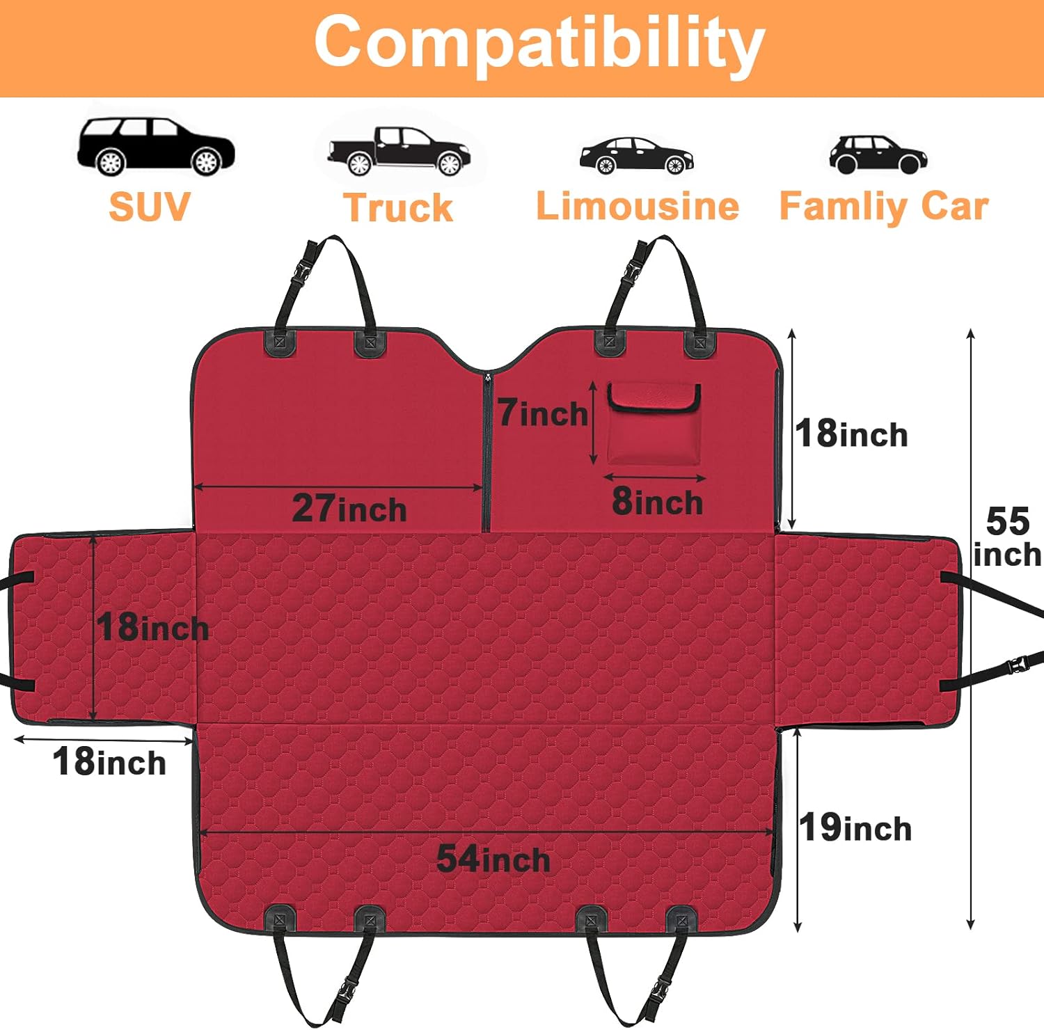 Waterproof Dog Car Back Seat Cover For Cadillace Escalade