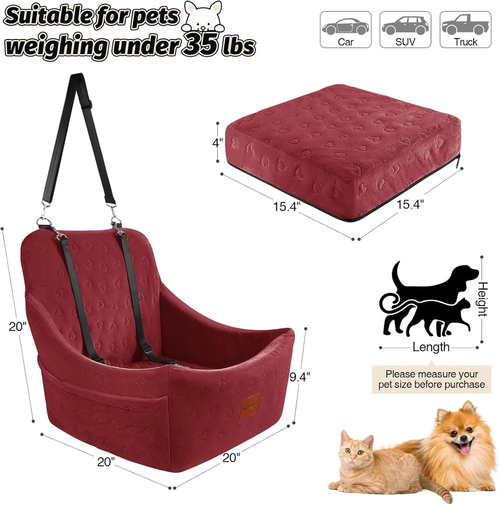 Red Dog Car Seat for Medium Sized Dog Fit Cadillace Escalade