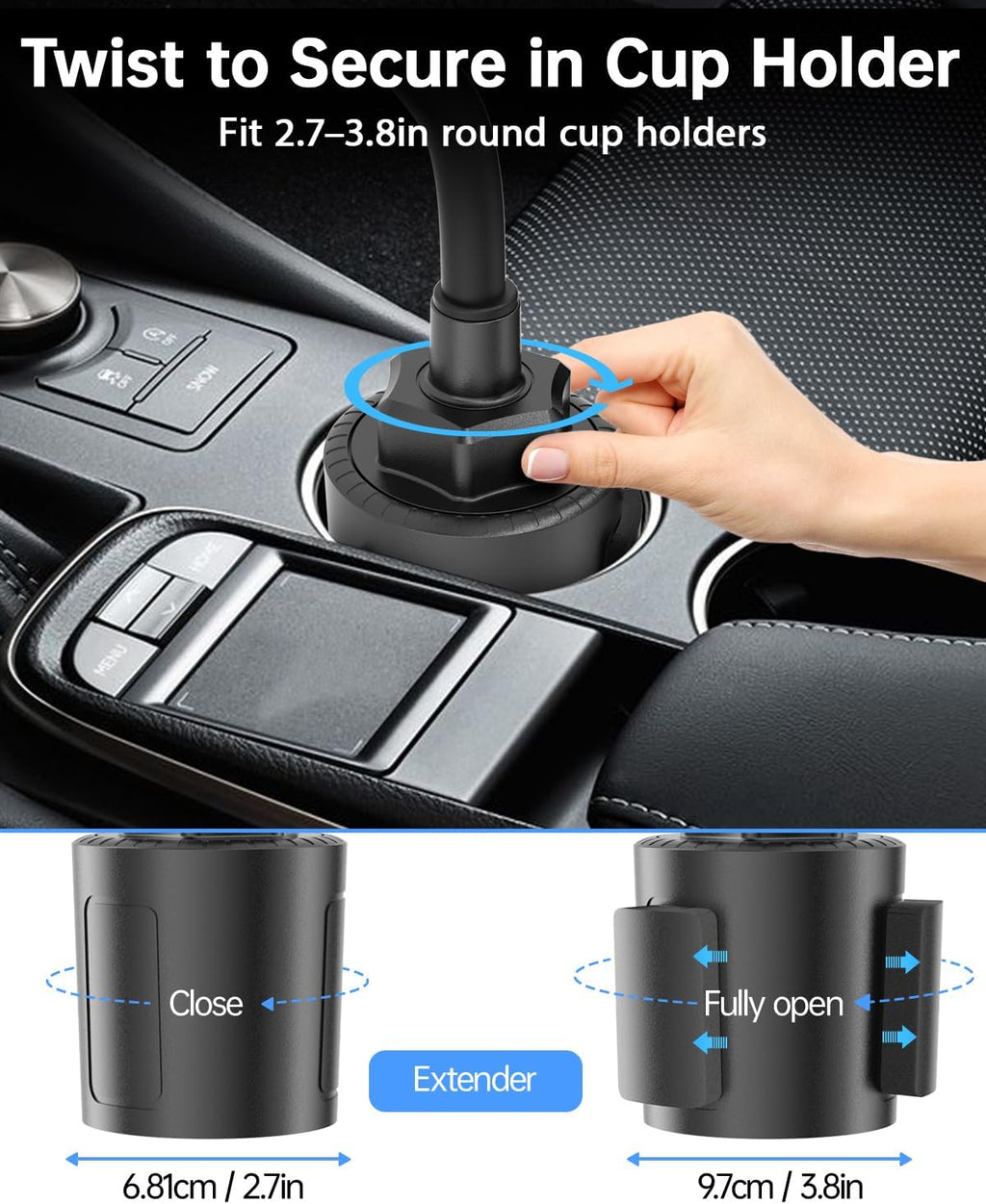 3-Speed 12V Portable Vehicle Cooling Fan for Front Seat for Dog/SUV/RV/Truck/Van