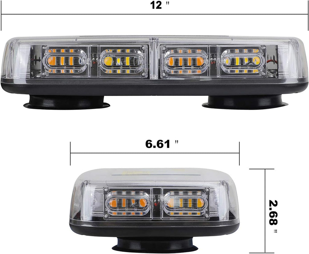 48 LED Magnetic Roof Top Strobe Light Bar for 12-24V - High Visibility Emergency Warning Light for Trucks, Snow Plows, Construction Vehicles