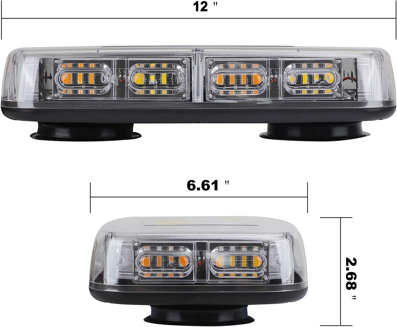 48 LED Magnetic Roof Top Strobe Light Bar for 12-24V - High Visibility Emergency Warning Light for Trucks, Snow Plows, Construction Vehicles