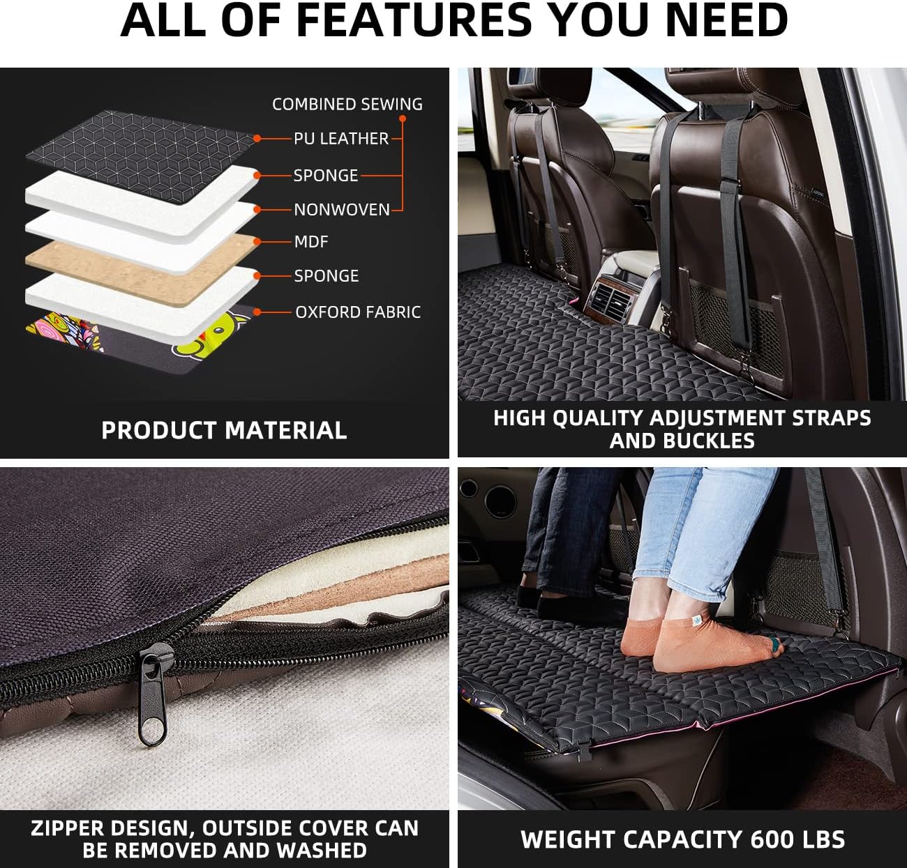 Back Seat Extender Truck Bed Mattress Car Camping Air Mattress for F150/RAM 1500/Silverado
