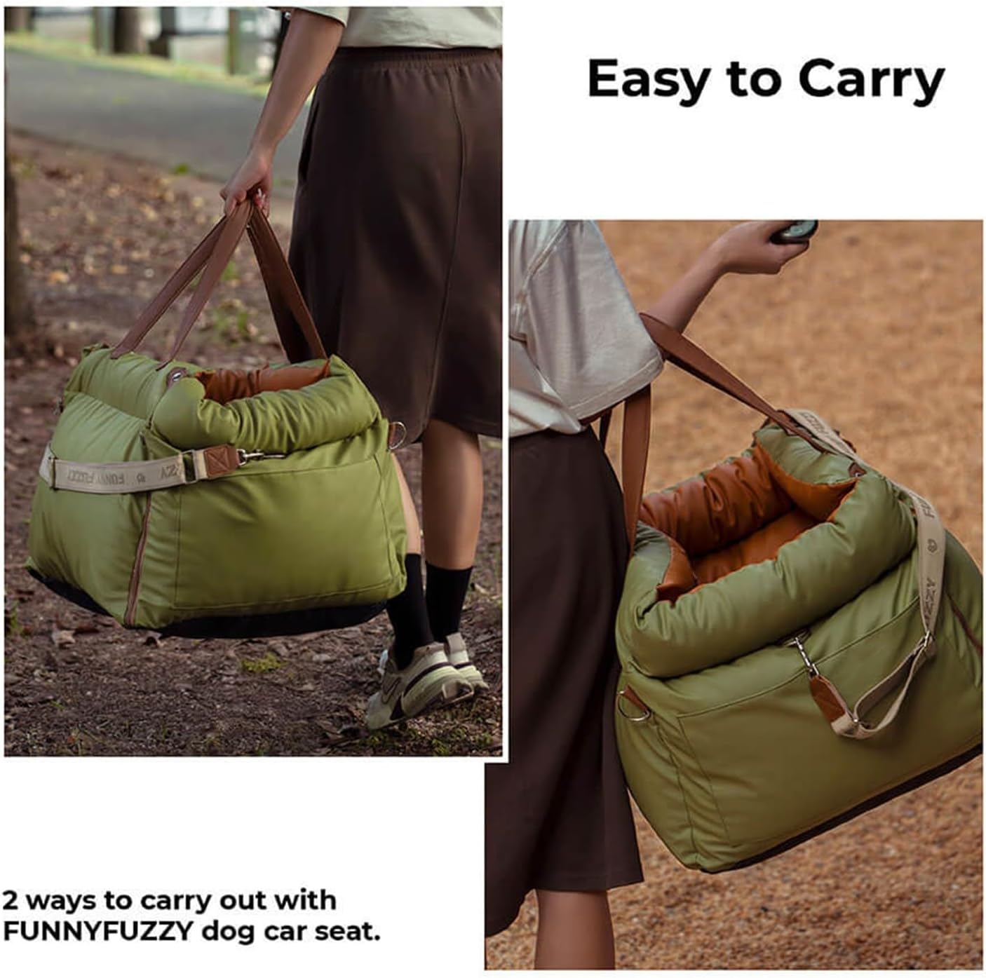 Leather Dog Car Seat for Small ＆ Medium Sized Dogs Up to 35lbs For Travel and Home