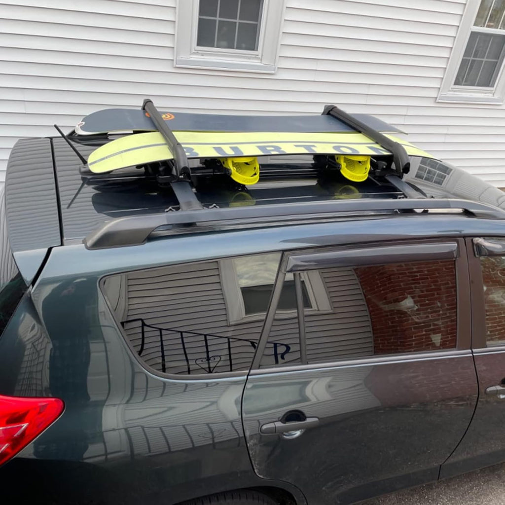 Aluminum Ski Rack for Roof Rack fit 6 Pairs of Skis or 4 Snowboards