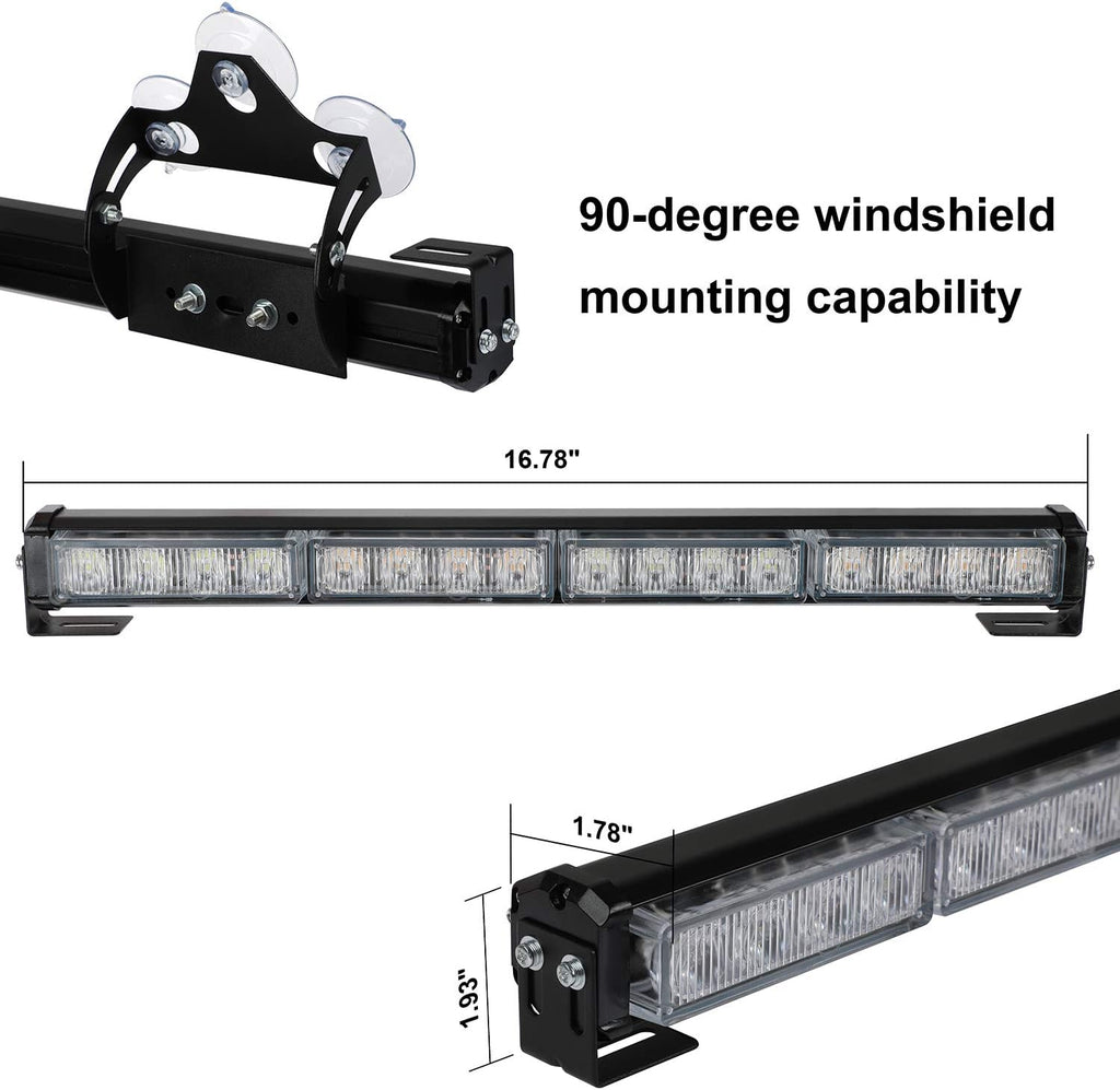 32 LED Emergency Flashing Traffic Advisor Light Bar – 26 Flash Patterns, 2x16.8" Interior Safety Strobe Warning Light