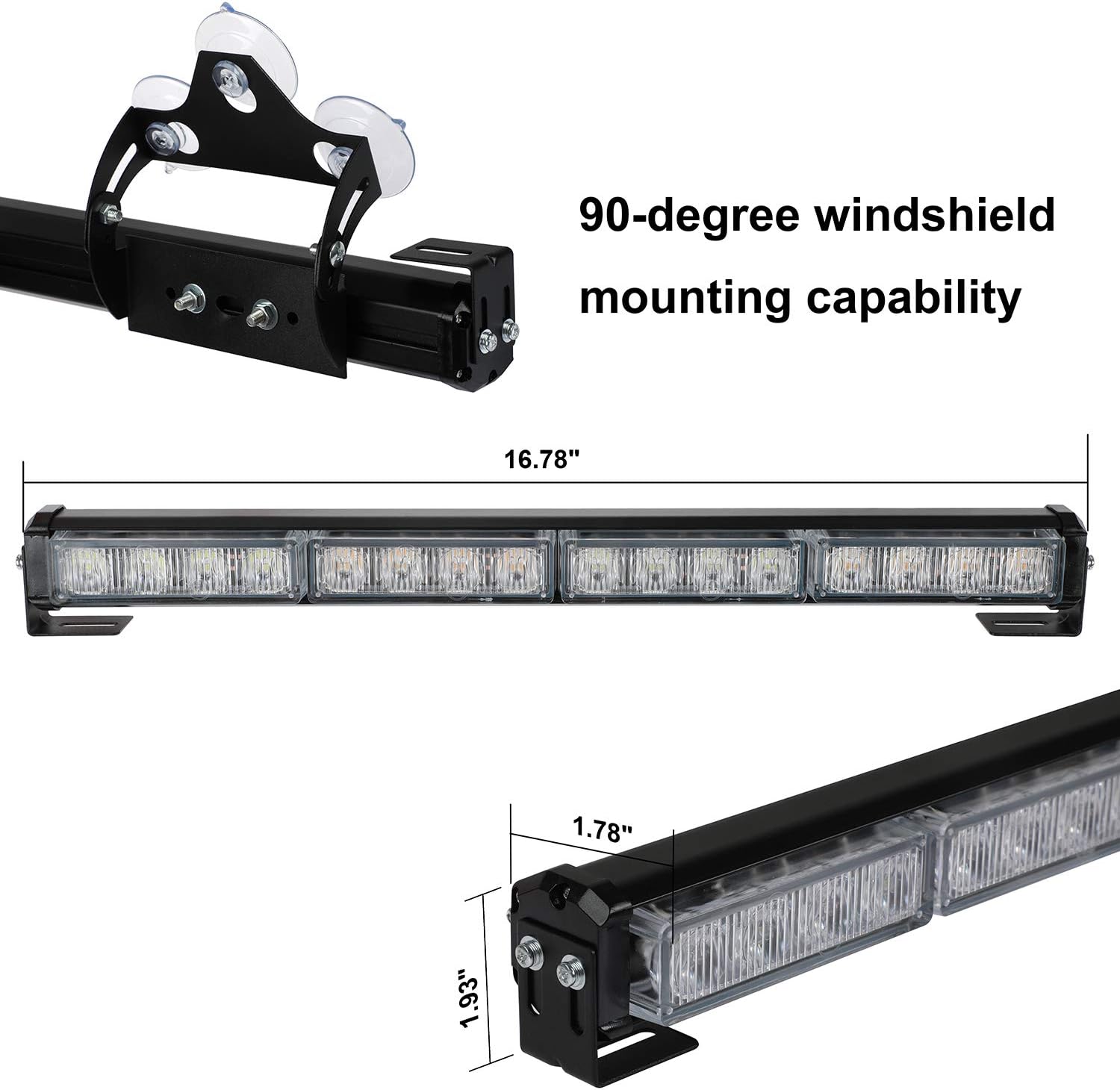 32 LED Emergency Flashing Traffic Advisor Light Bar – 26 Flash Patterns, 2x16.8" Interior Safety Strobe Warning Light
