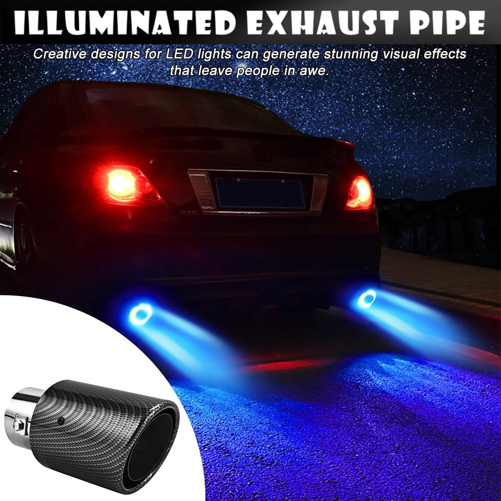 2.5 inch Inlet Carbon Fiber Exhaust Tip with Blue LED Light