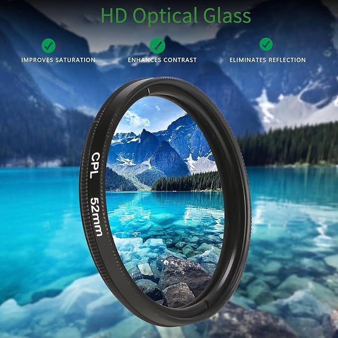 Heysliy 52mm CPL filter for Phone with Clip
