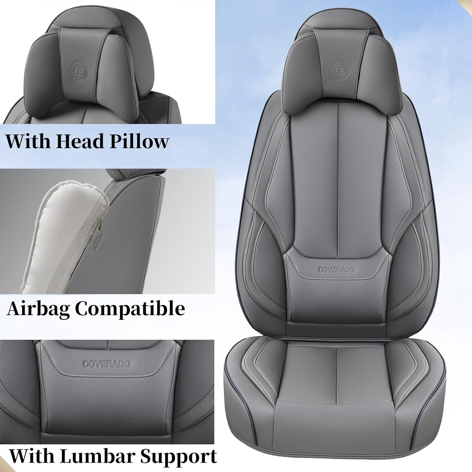 Waterproof Nappa Leather Carseat Cover Universal Fit for Most Cars