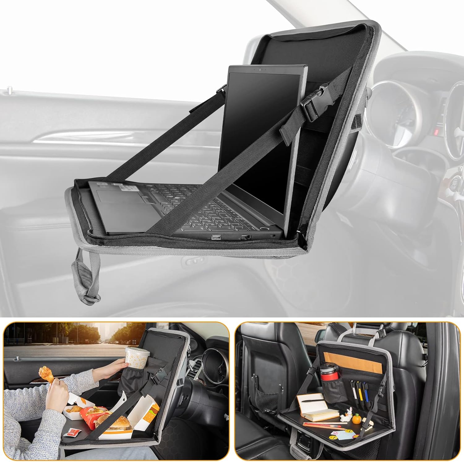 3 in 1 Steering Wheel Eating Tray & Multifunctional Car Office Bag