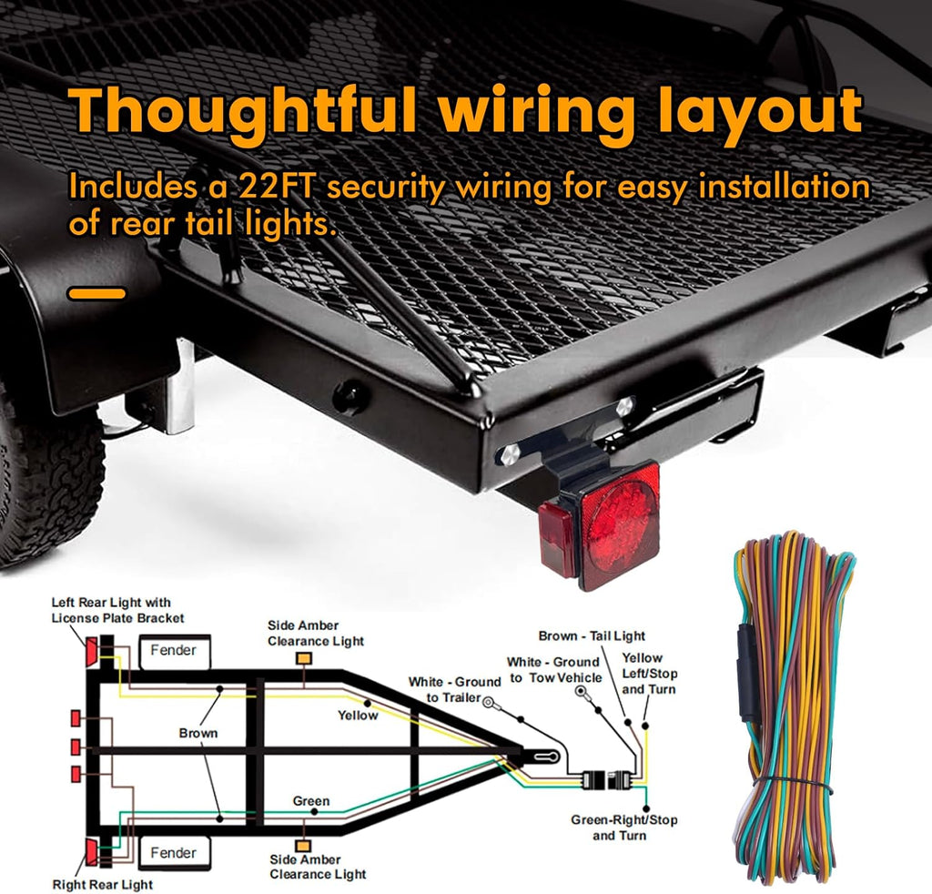 Trailer Light Kit - 12V All-LED, Left and Right Waterproof Submersible for Trailers, Boat Trailers, Trucks, Marine Campers, RVs, and Snowmobiles - Red