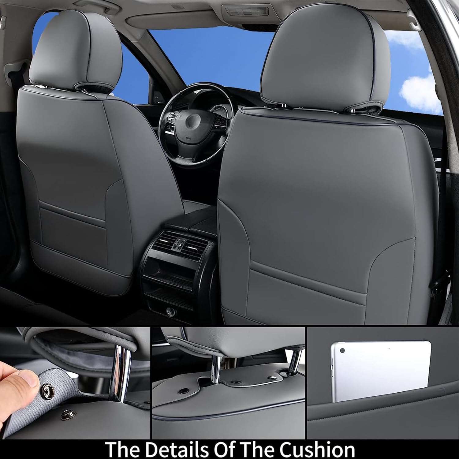 Waterproof Nappa Leather Carseat Cover Universal Fit for Most Cars