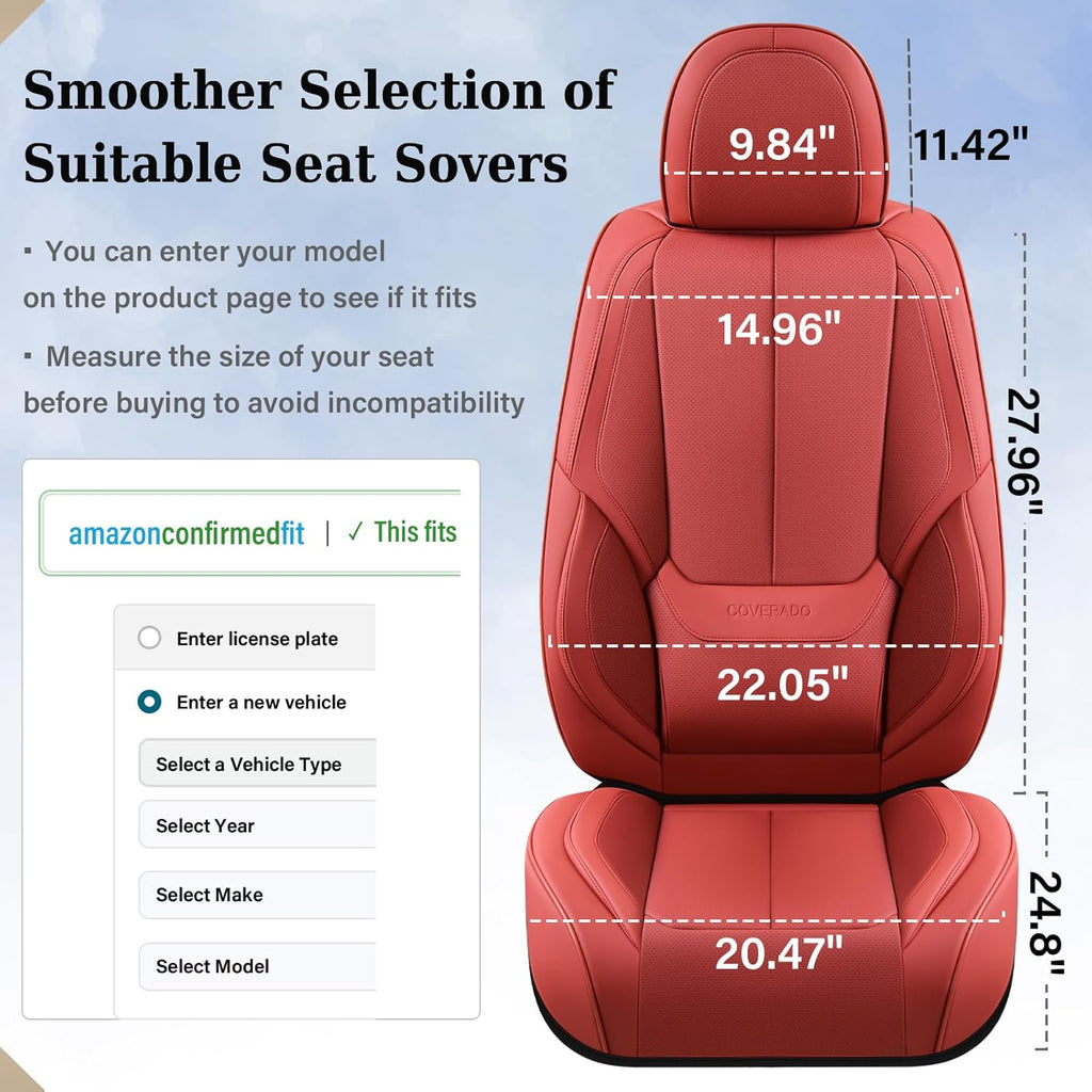 Waterproof Nappa Leather Carseat Cover Universal Fit for Most Cars