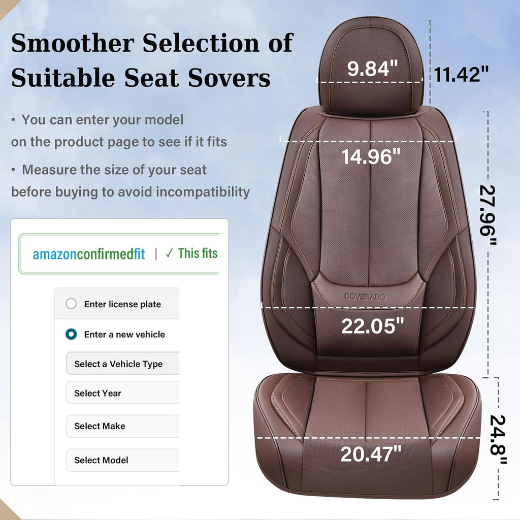 Waterproof Nappa Leather Carseat Cover Universal Fit for Most Cars