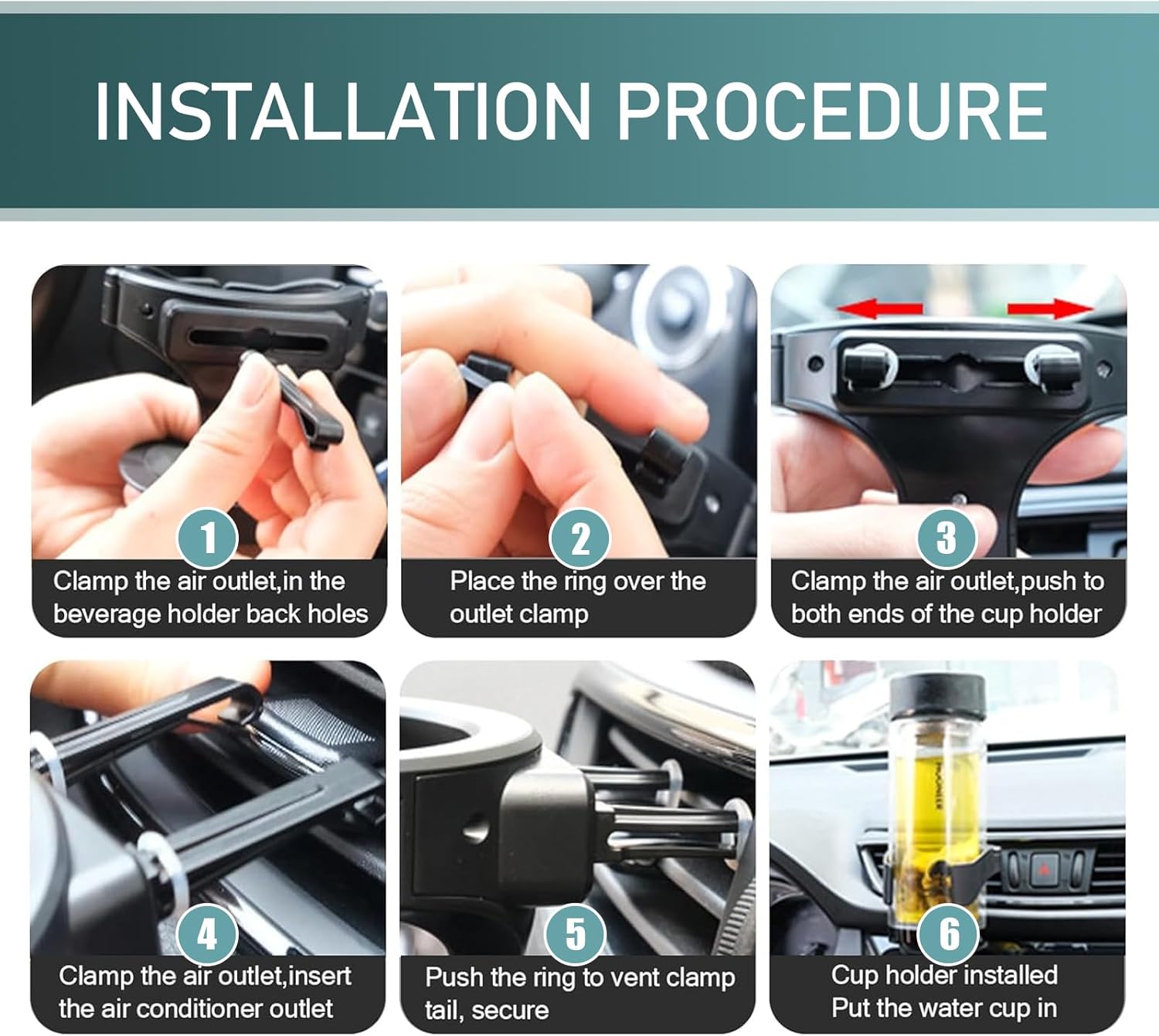 360° Adjustable Air Vent Cup Holder – No-Spill Cooling & Warming Drink Mount