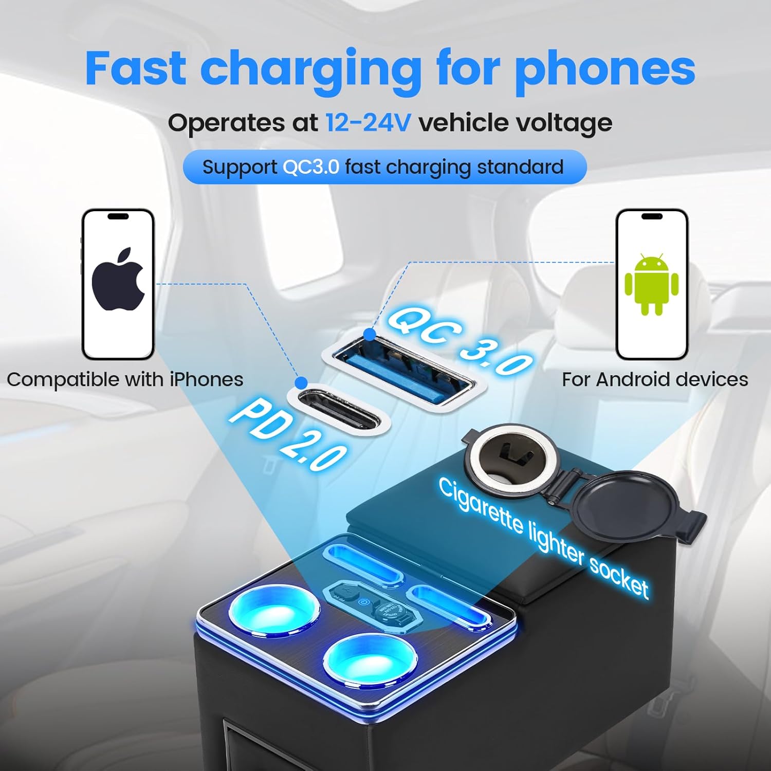 Rear Center Console For Car Minivan Van Truck