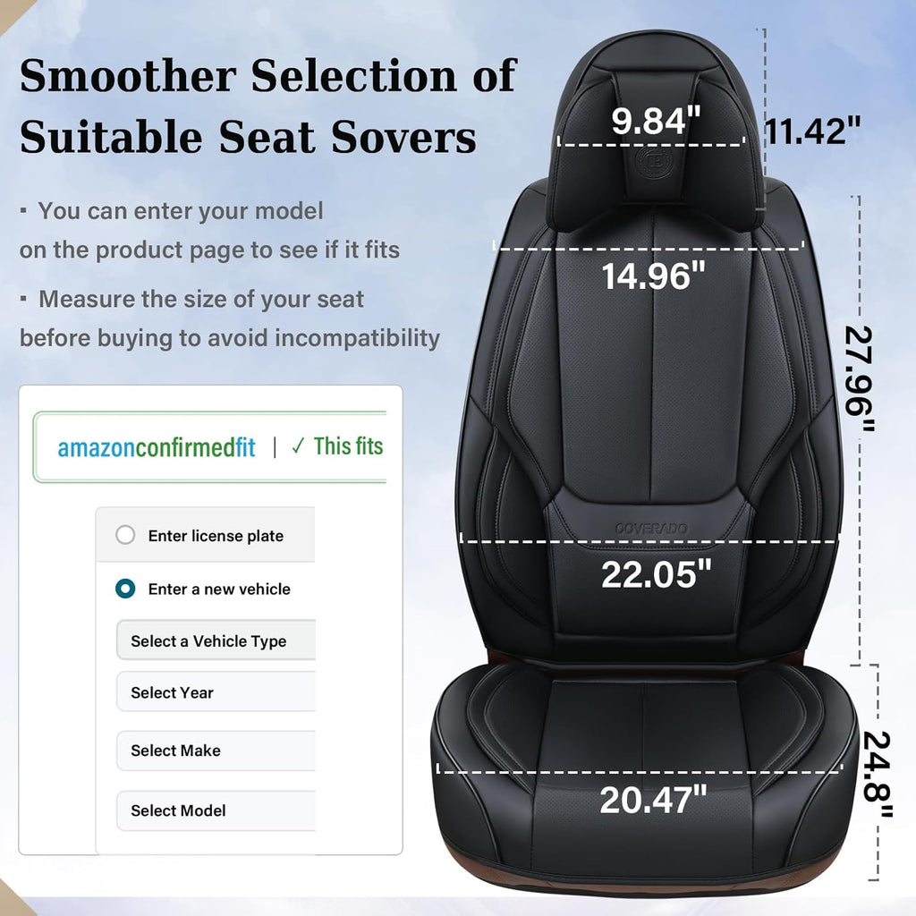 Waterproof Nappa Leather Carseat Cover Universal Fit for Most Cars