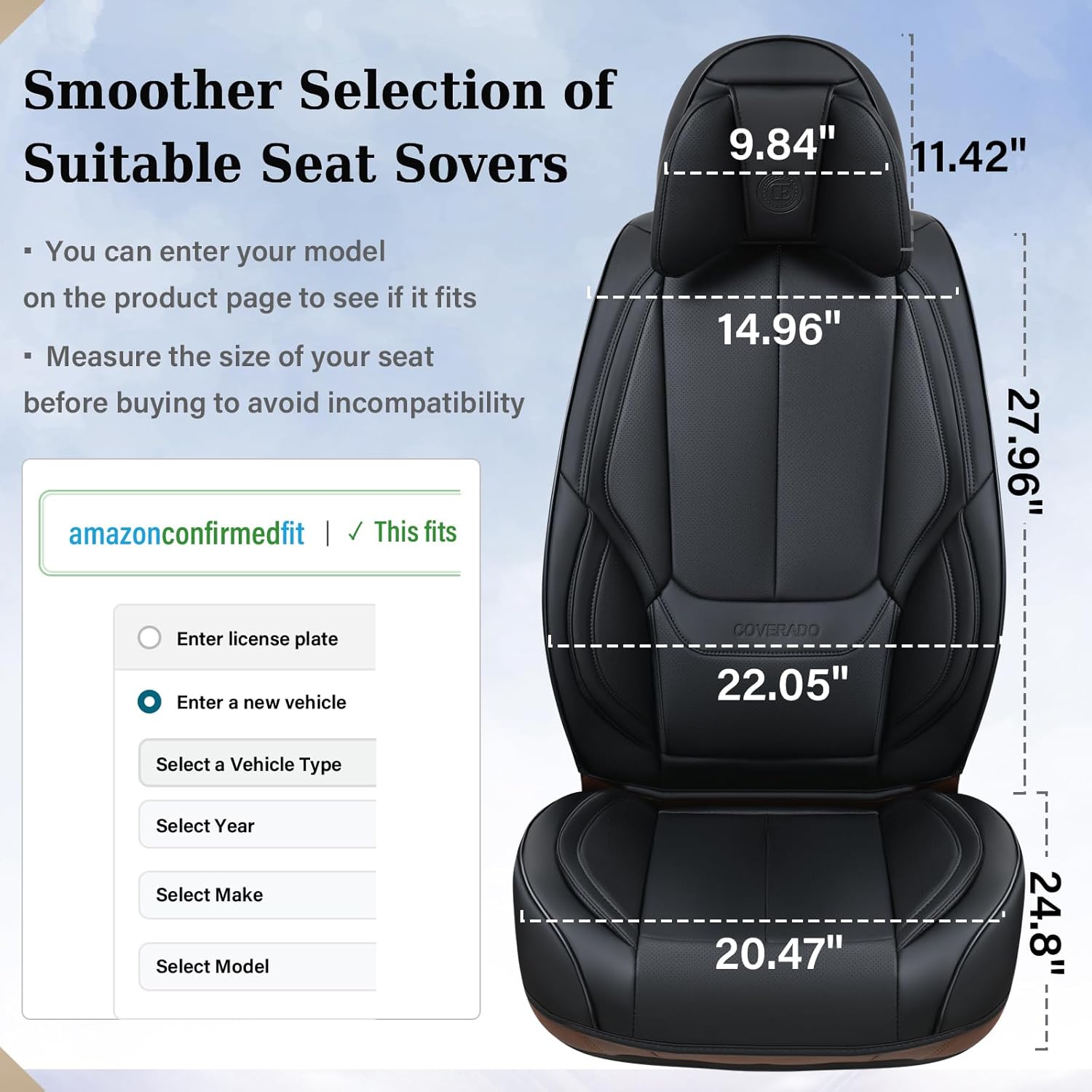 Waterproof Nappa Leather Carseat Cover Universal Fit for Most Cars