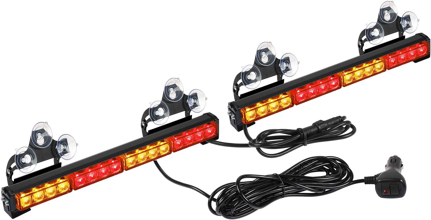 32 LED Emergency Flashing Traffic Advisor Light Bar – 26 Flash Patterns, 2x16.8" Interior Safety Strobe Warning Light