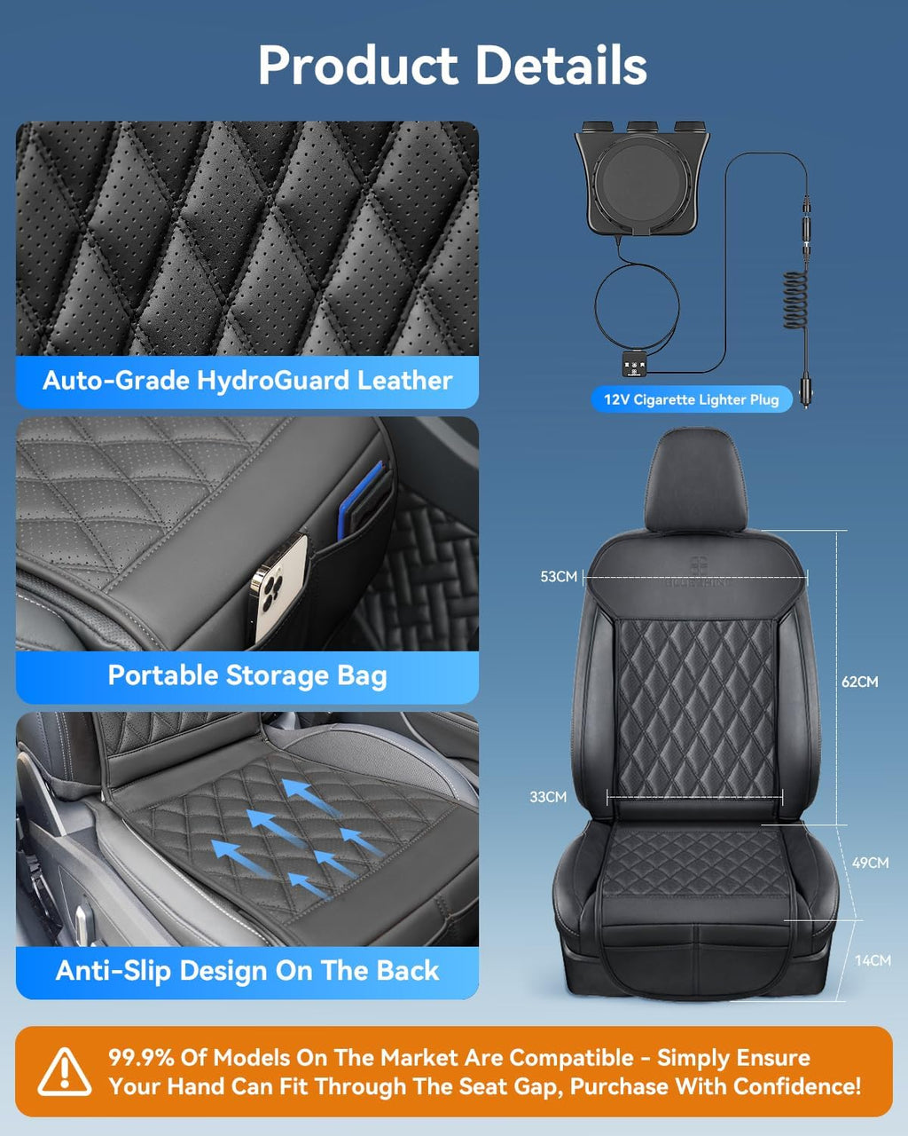12V Air Suction Cooling Car Seat Cover Front Seat For Car SUV Truck