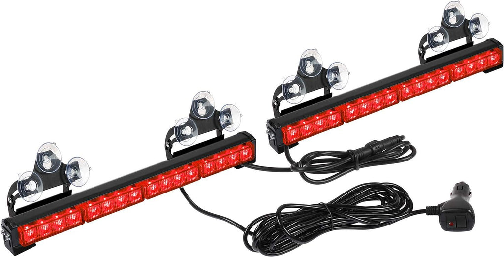 32 LED Emergency Flashing Traffic Advisor Light Bar – 26 Flash Patterns, 2x16.8" Interior Safety Strobe Warning Light