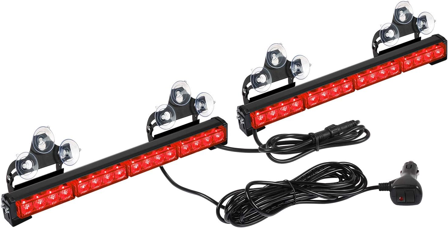 32 LED Emergency Flashing Traffic Advisor Light Bar – 26 Flash Patterns, 2x16.8" Interior Safety Strobe Warning Light