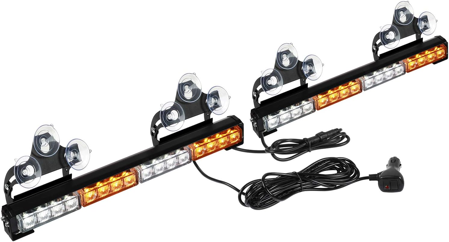 32 LED Emergency Flashing Traffic Advisor Light Bar – 26 Flash Patterns, 2x16.8" Interior Safety Strobe Warning Light