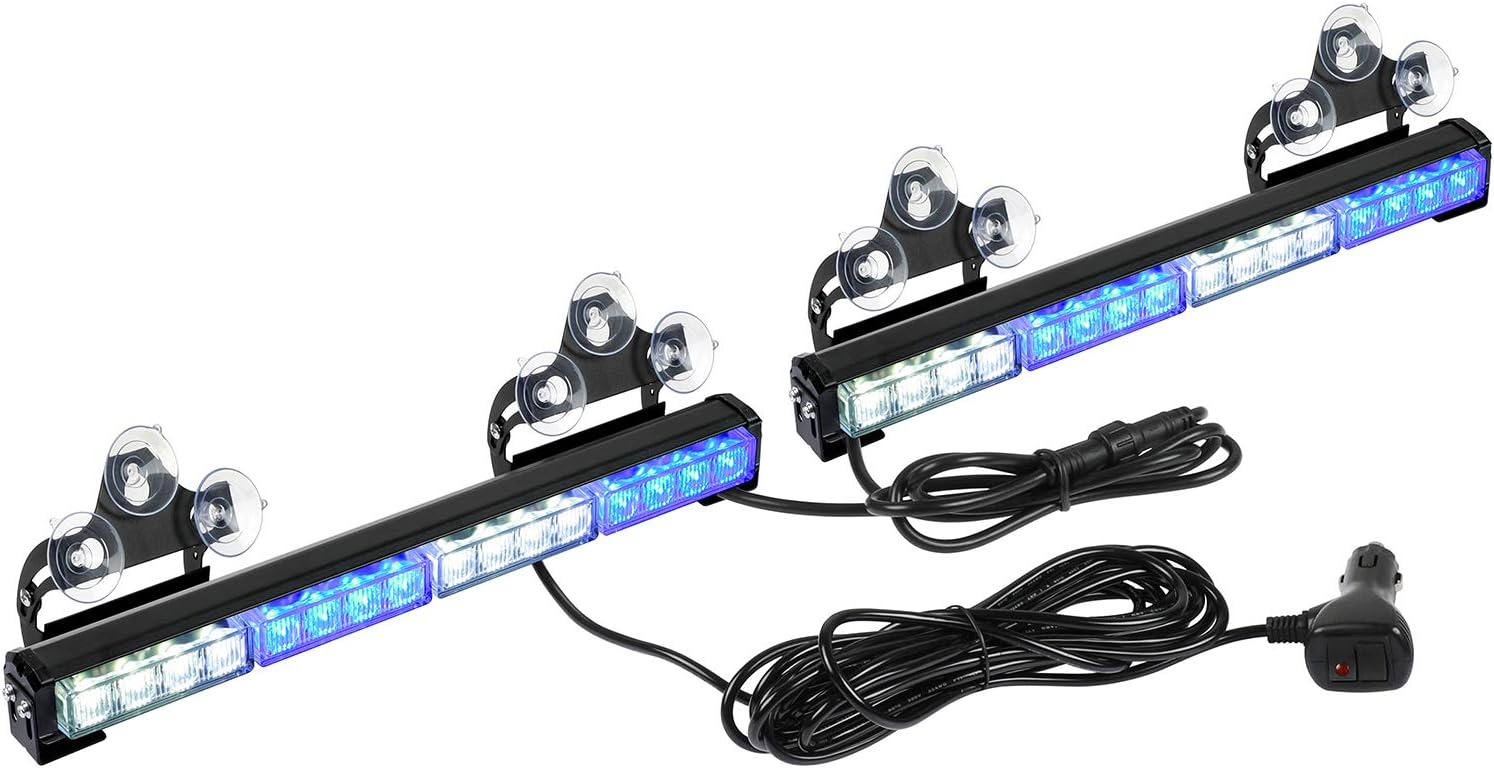 32 LED Emergency Flashing Traffic Advisor Light Bar – 26 Flash Patterns, 2x16.8" Interior Safety Strobe Warning Light