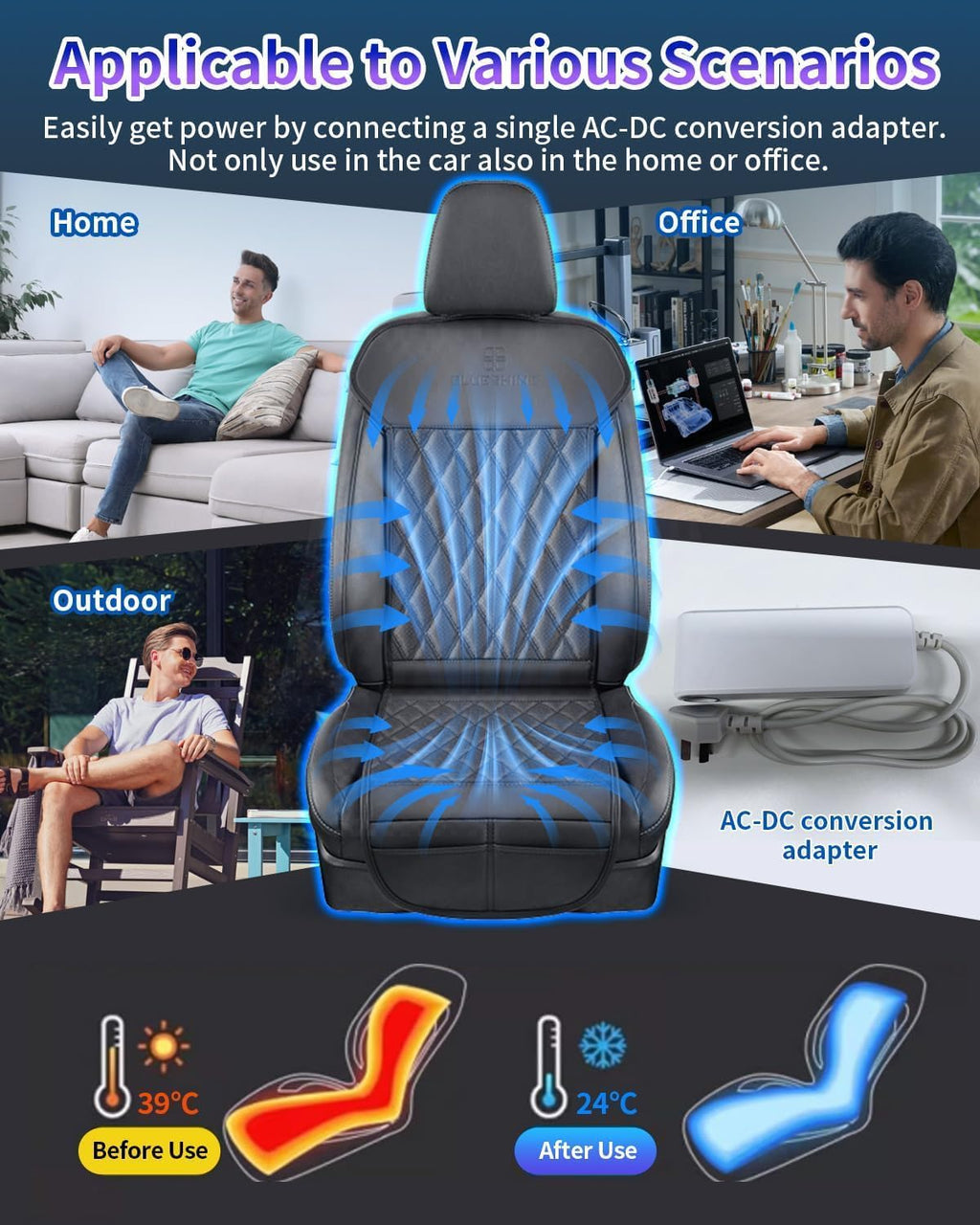 12V Air Suction Cooling Car Seat Cover Front Seat For Car SUV Truck