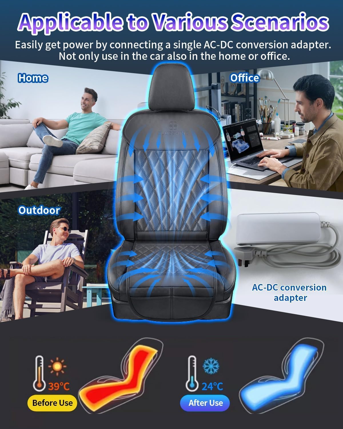 12V Air Suction Cooling Car Seat Cover Front Seat For Car SUV Truck