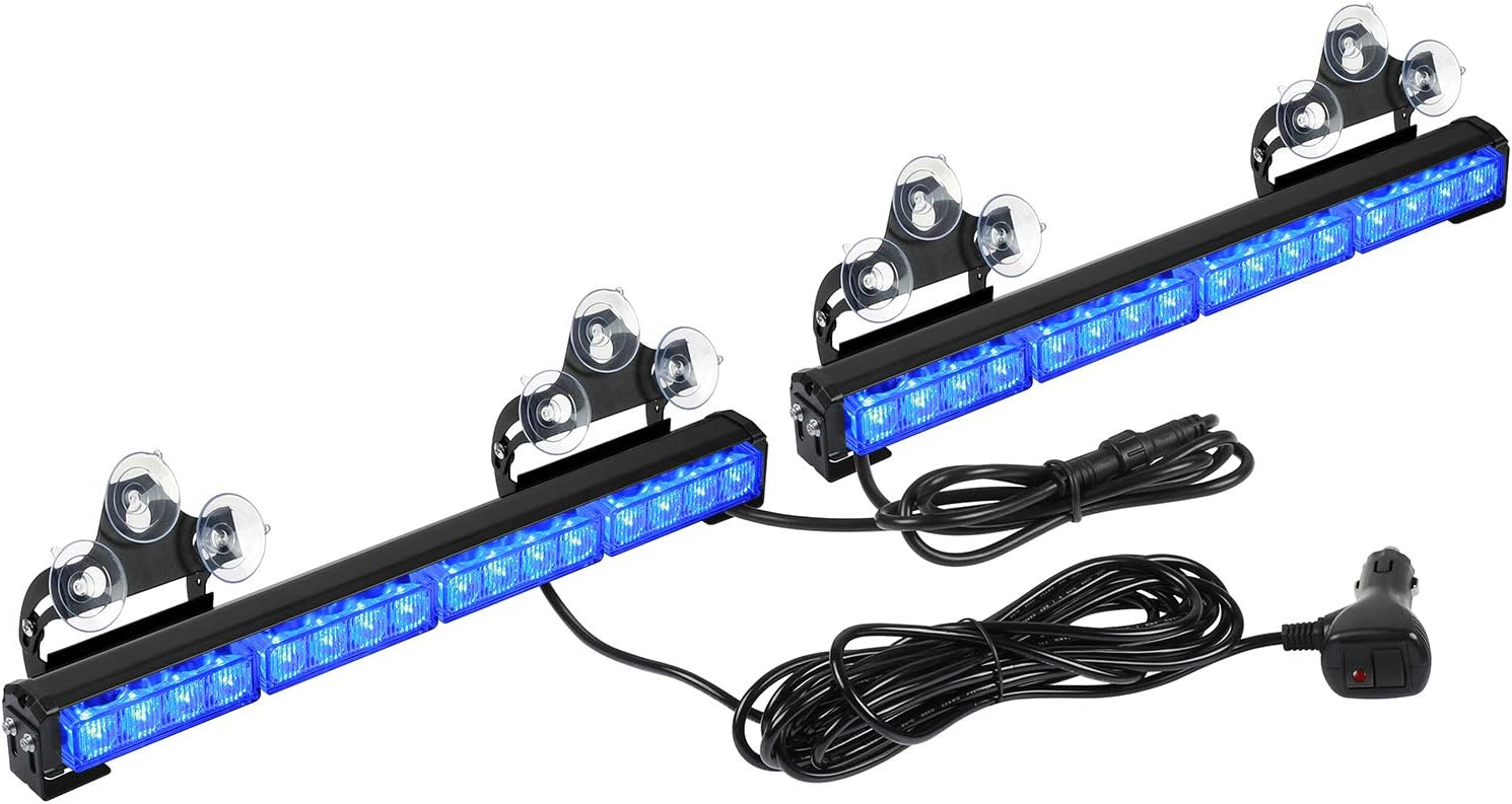 32 LED Emergency Flashing Traffic Advisor Light Bar – 26 Flash Patterns, 2x16.8" Interior Safety Strobe Warning Light