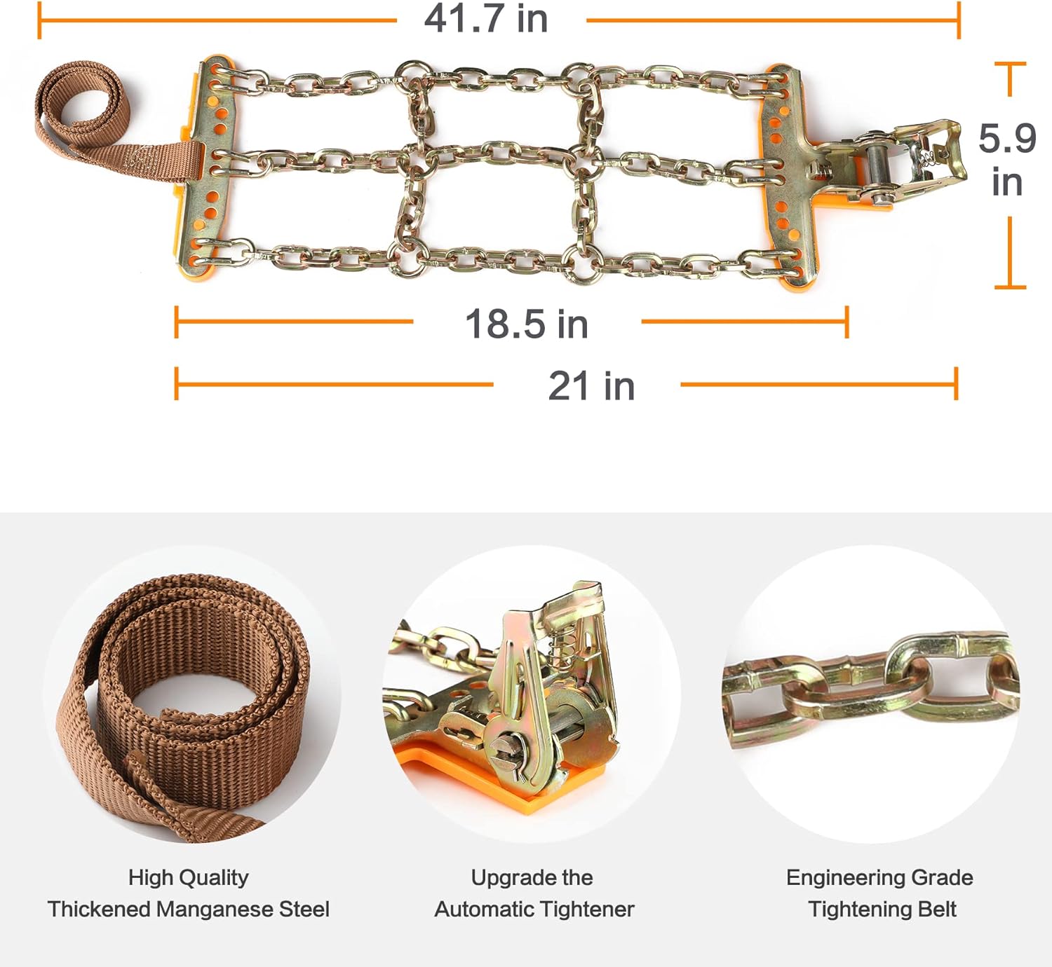 6 Pack Thickened Snow Chains For Truck SUV in Snow, Ice, Sand and Mud