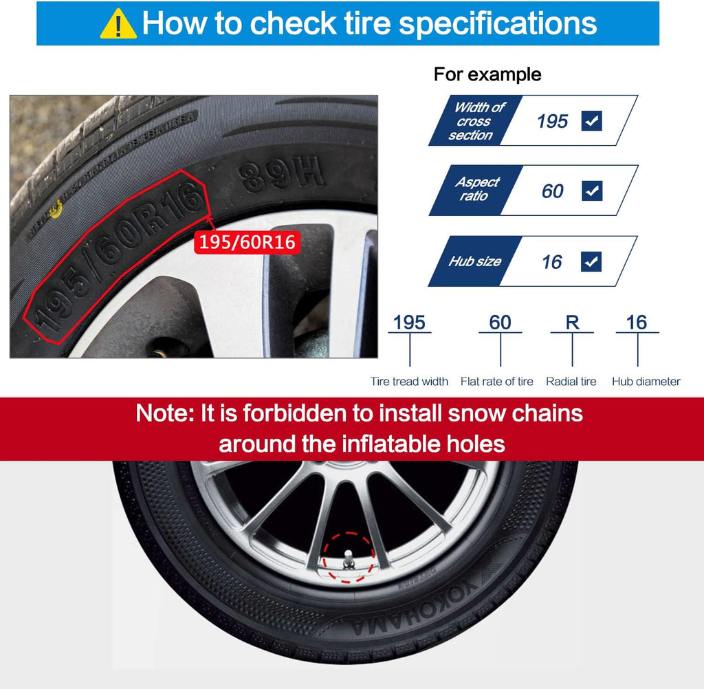 6 Pack Thickened Snow Chains For Truck SUV in Snow, Ice, Sand and Mud