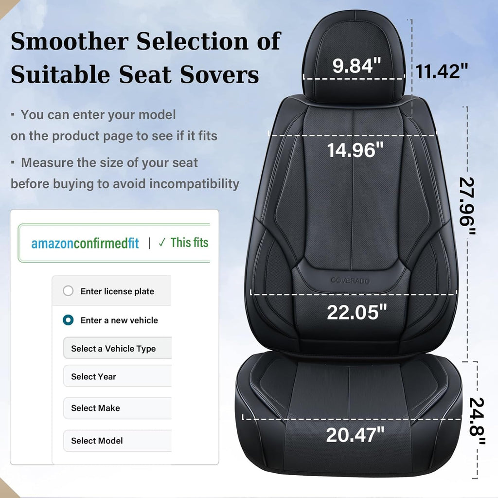 Waterproof Nappa Leather Carseat Cover Universal Fit for Most Cars