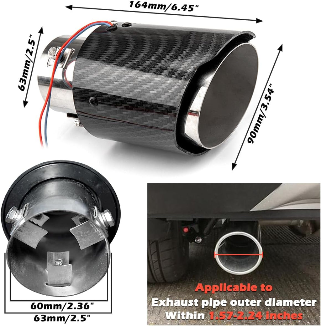 2.5 inch Inlet Carbon Fiber Exhaust Tip with Blue LED Light