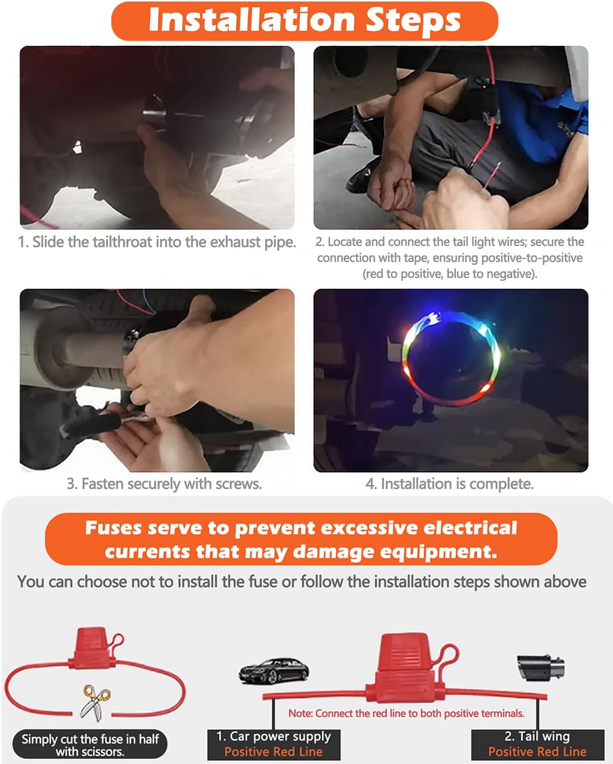 2.5 inch Inlet Carbon Fiber Exhaust Tip with Blue LED Light