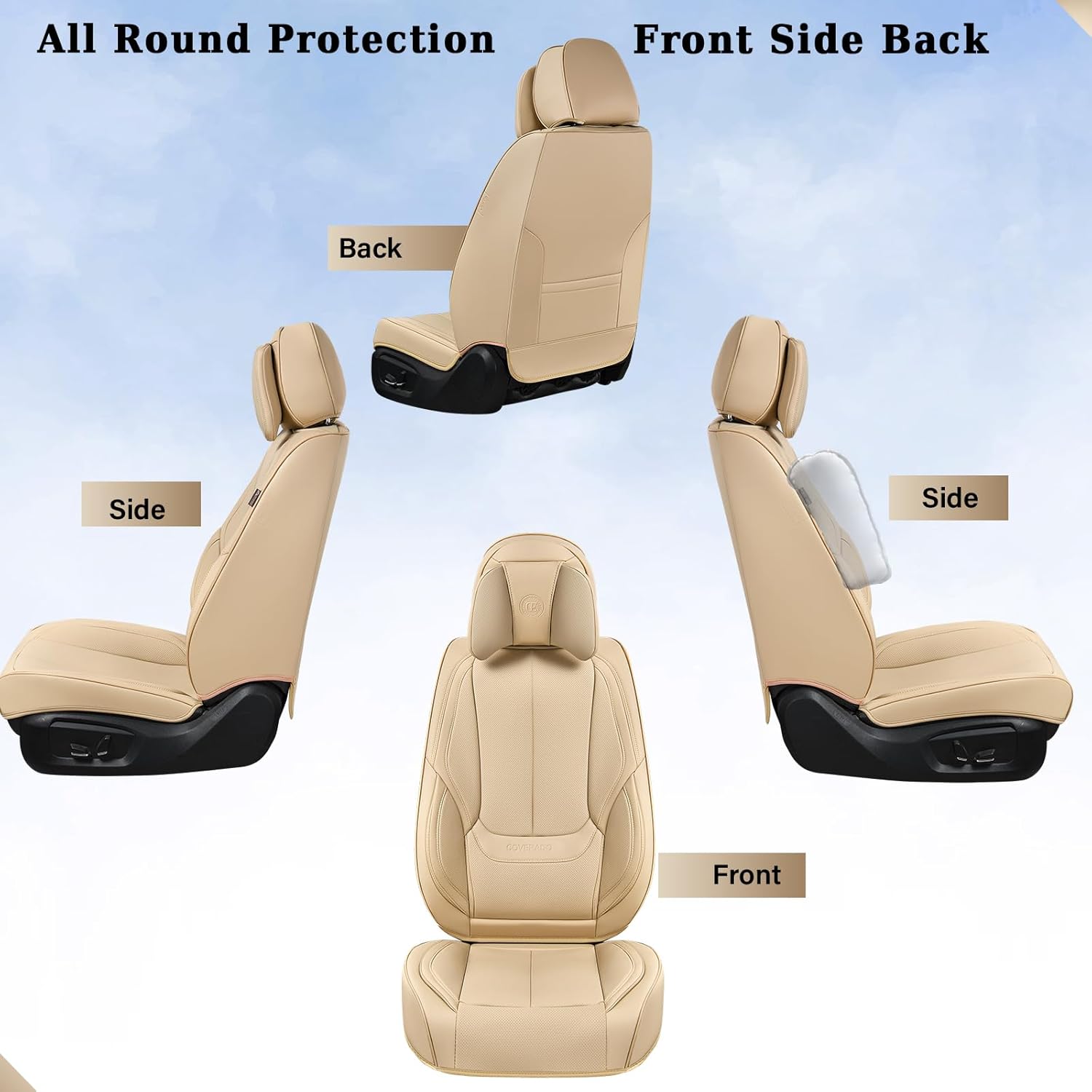 Waterproof Nappa Leather Carseat Cover Universal Fit for Most Cars