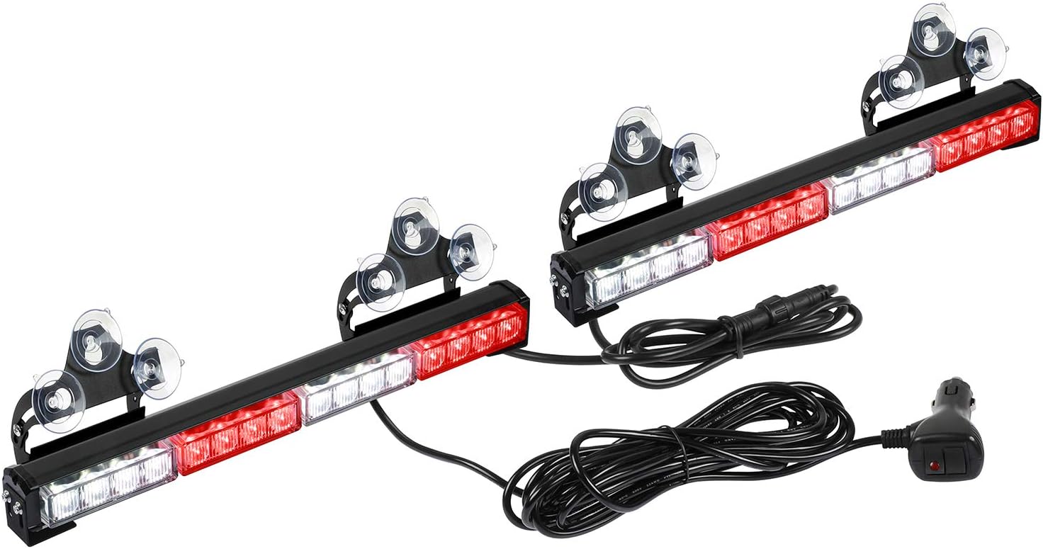 32 LED Emergency Flashing Traffic Advisor Light Bar – 26 Flash Patterns, 2x16.8" Interior Safety Strobe Warning Light