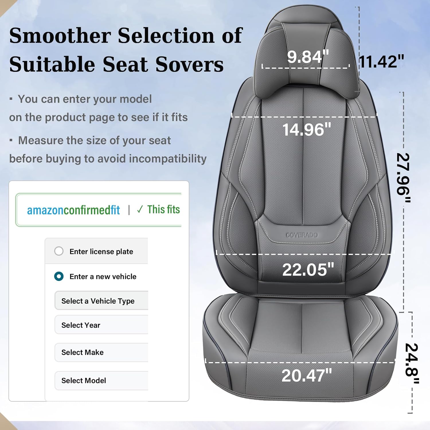 Waterproof Nappa Leather Carseat Cover Universal Fit for Most Cars