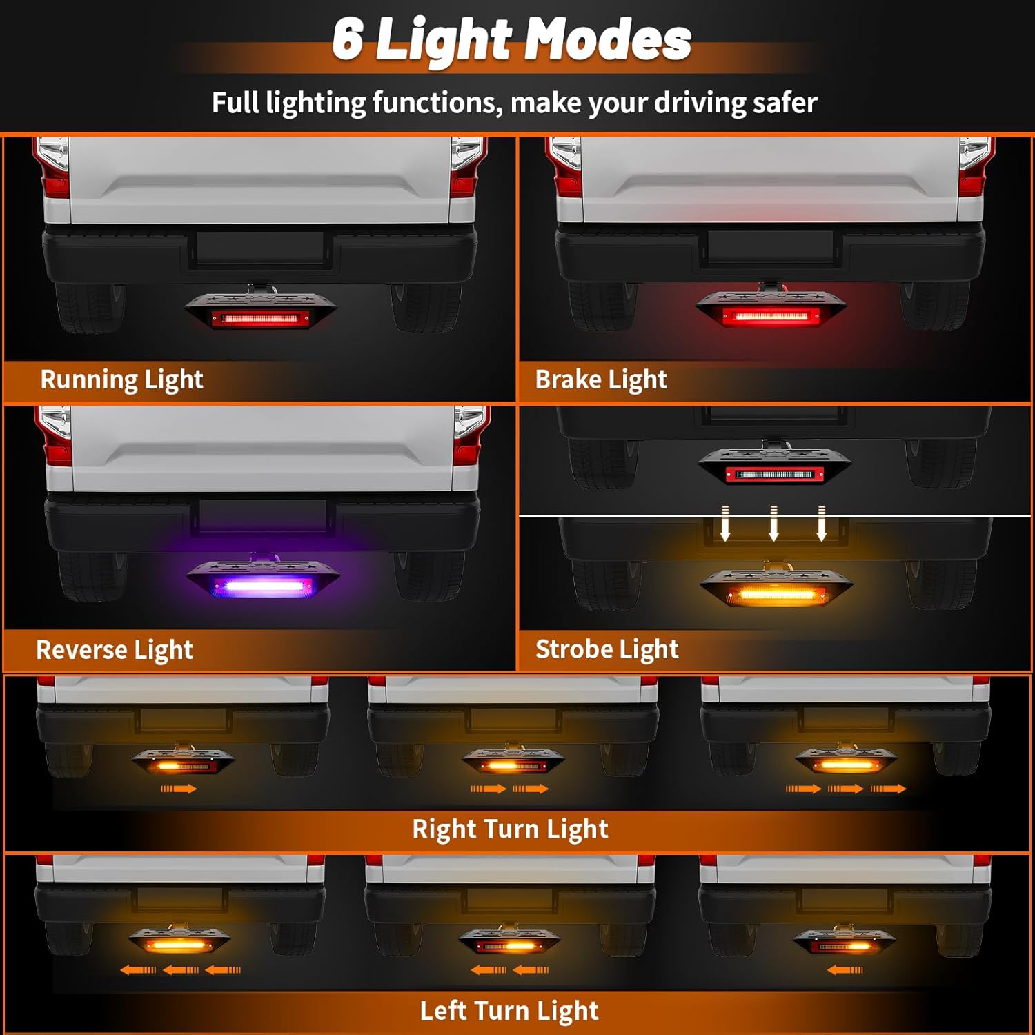 Hitch Step with Light and Whip Mount Holes Fit 2" Receiver Steel Construction Powder Matte Coated for Trucks Chevy Ford Toyota GMC Dodge RAM Jeep ATVs SUVs Vans