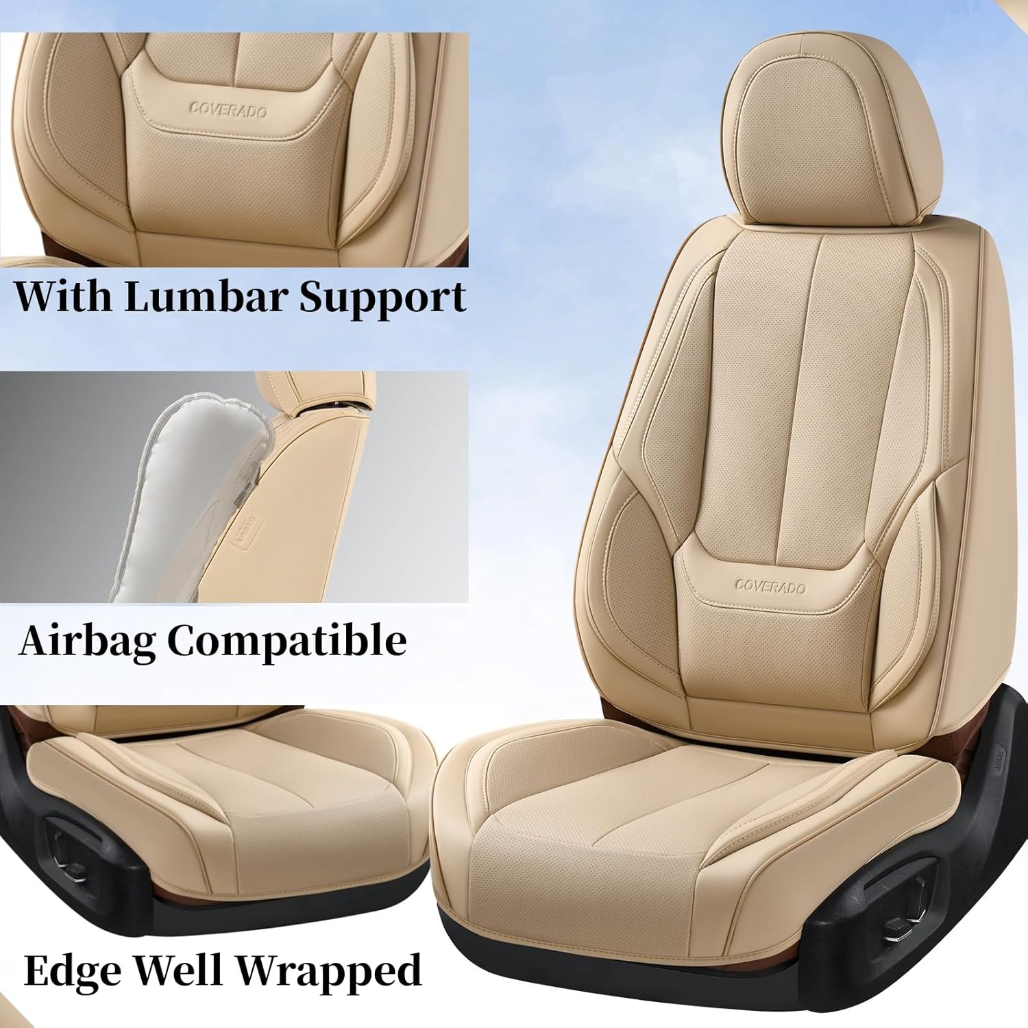 Waterproof Nappa Leather Carseat Cover Universal Fit for Most Cars