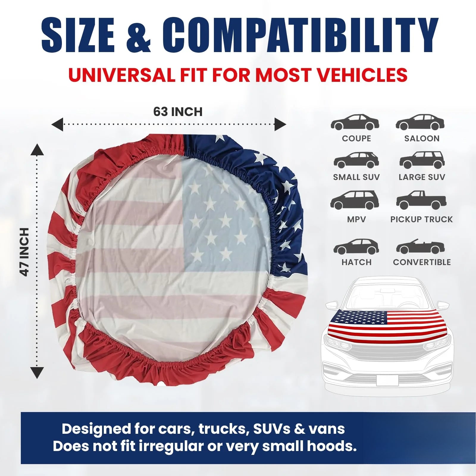 Patriotic Car Flag Hood Cover – Universal Fit