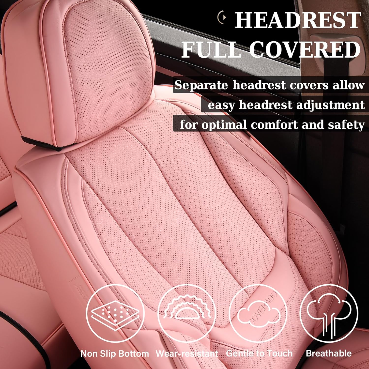 Waterproof Nappa Leather Carseat Cover Universal Fit for Most Cars