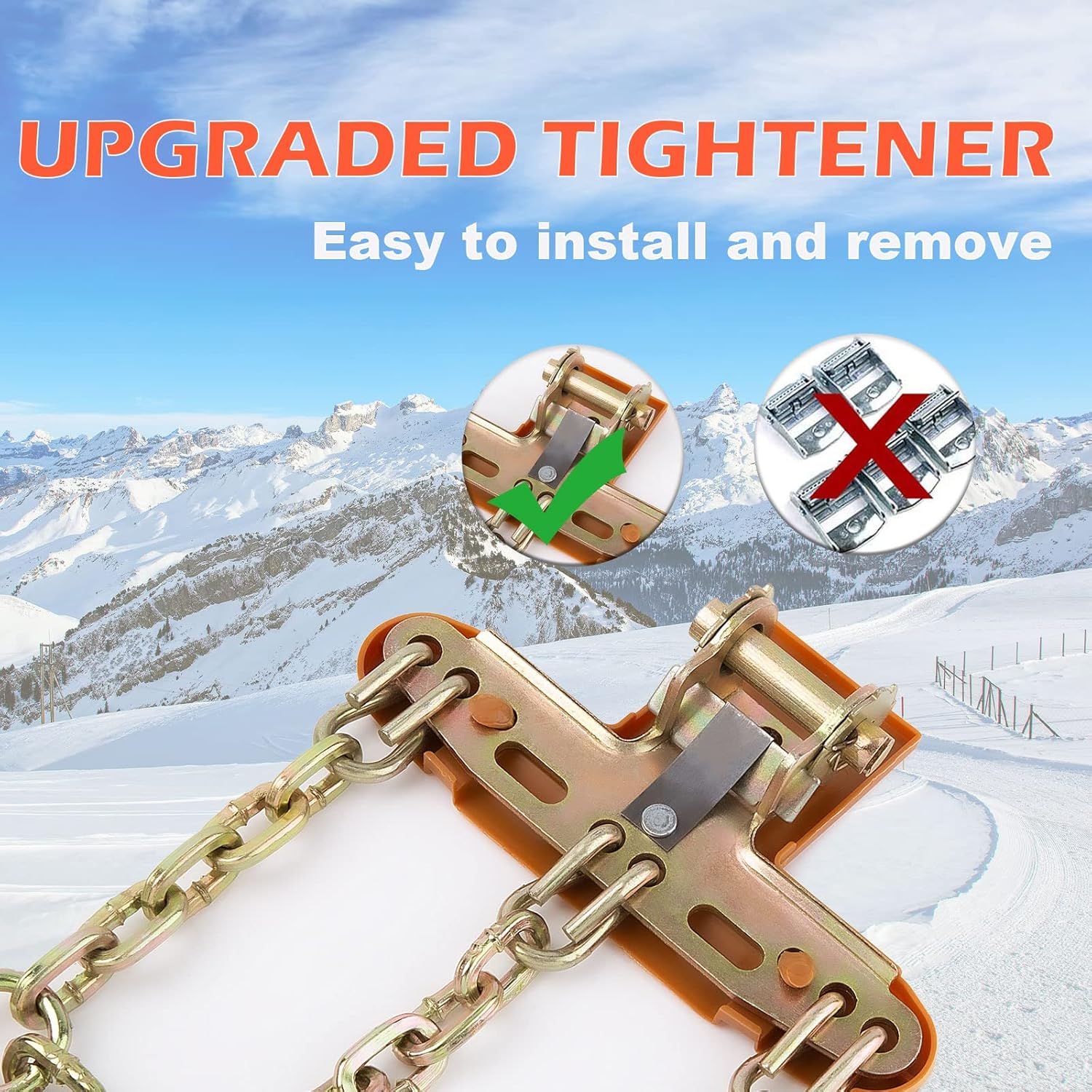 Universal Adjustable Snow Chains for SUV Car Pickup Trucks RV (6 Packs)