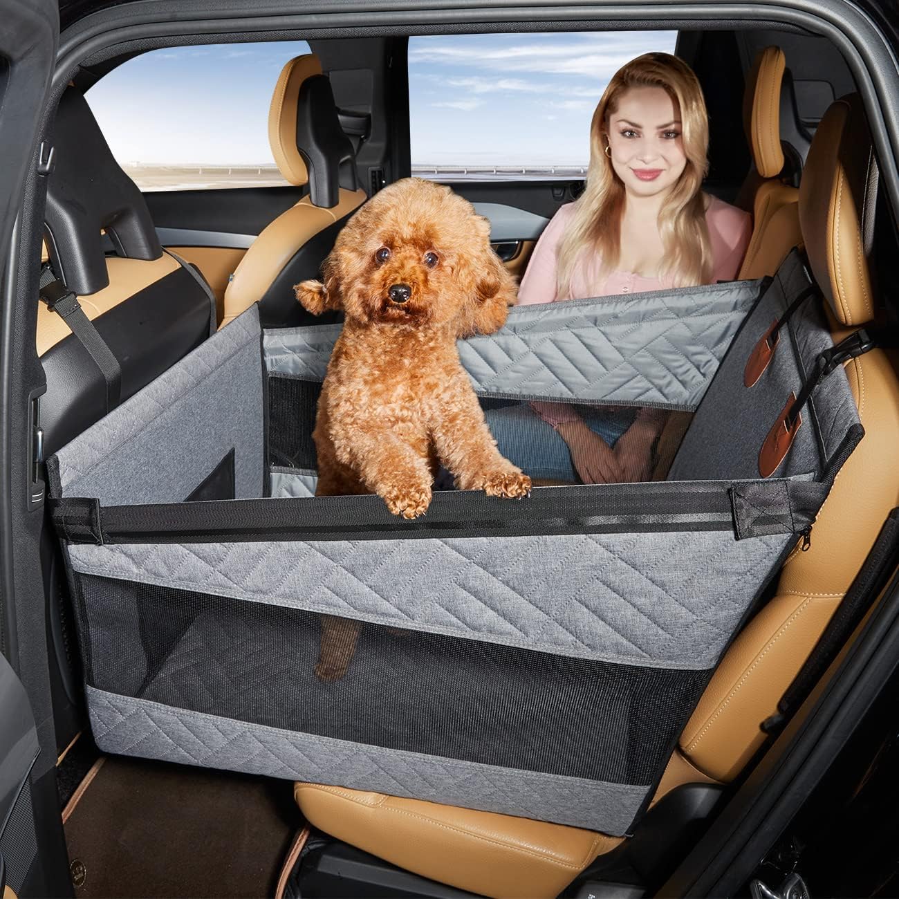 Dog Car Seat for Medium/Large Dogs, Back Seat Extender & Hammock, Waterproof Pet Car Bed Mattress For Car SUV Truck, Easy to Clean & Non-Slip